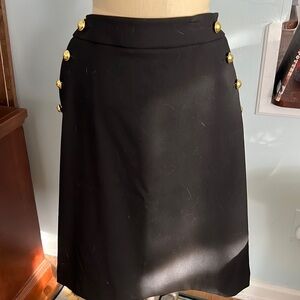 Loft Black Sailor Skirt Gold Buttons size 14